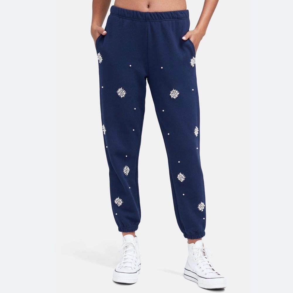 NWT rare wildfox snowflake emmy pant blue navy iris joggers